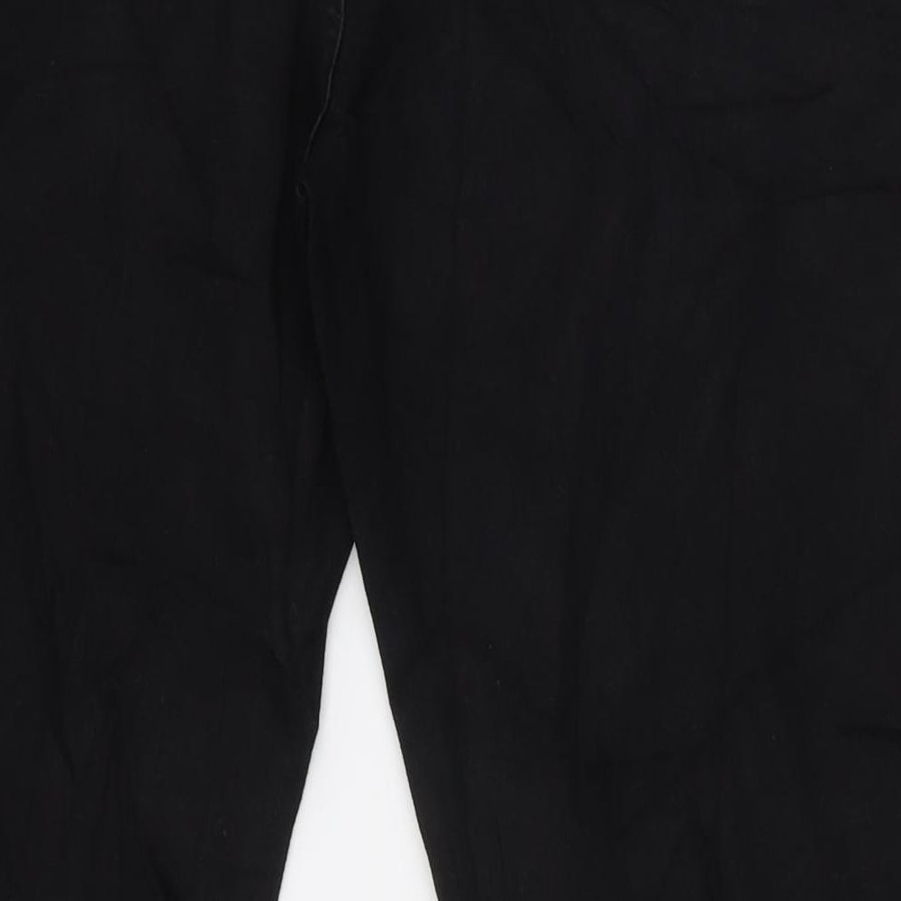 Marks and Spencer Mens Black Cotton Straight Jeans Size 38 in L31 in Regular Zip