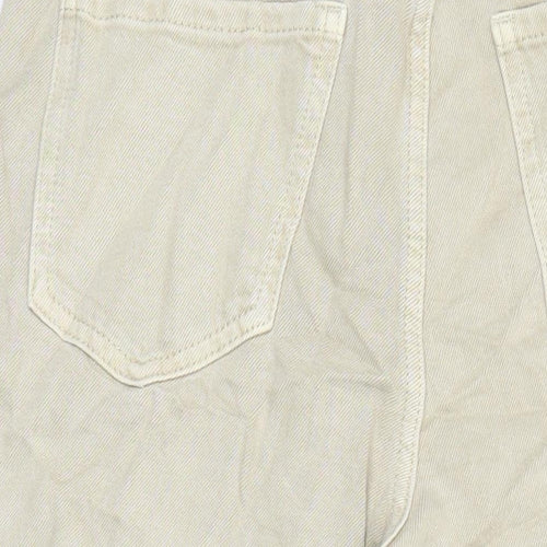 M&S Womens Beige Cotton Wide-Leg Jeans Size 8 L24 in Relaxed