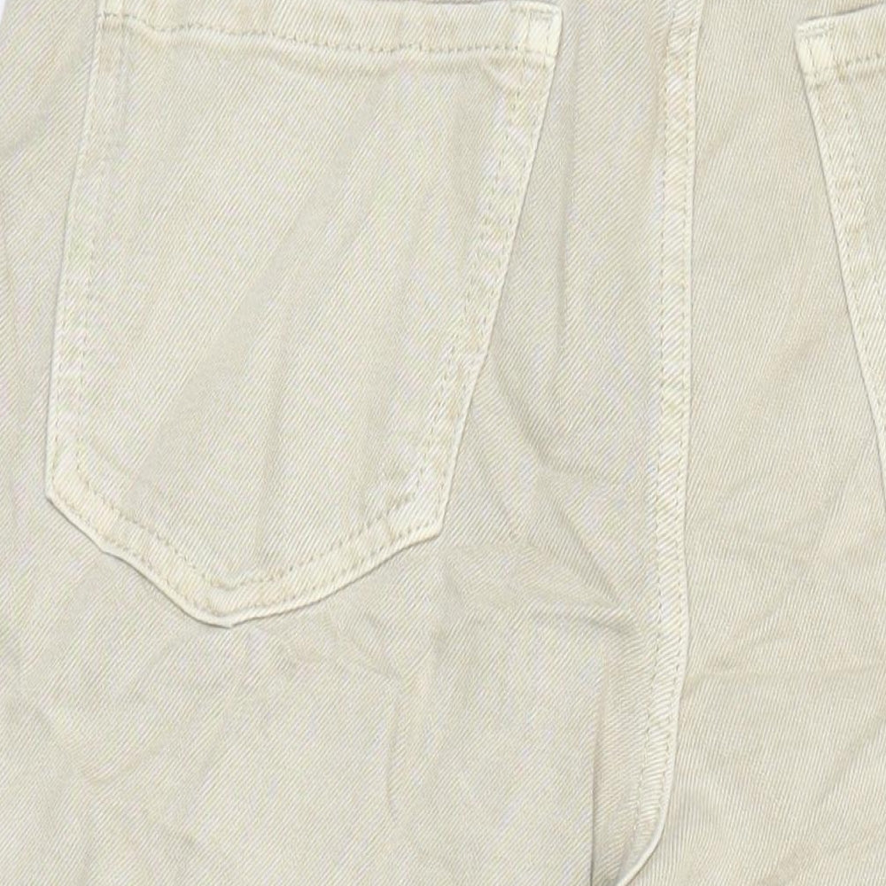 M&S Womens Beige Cotton Wide-Leg Jeans Size 8 L24 in Relaxed