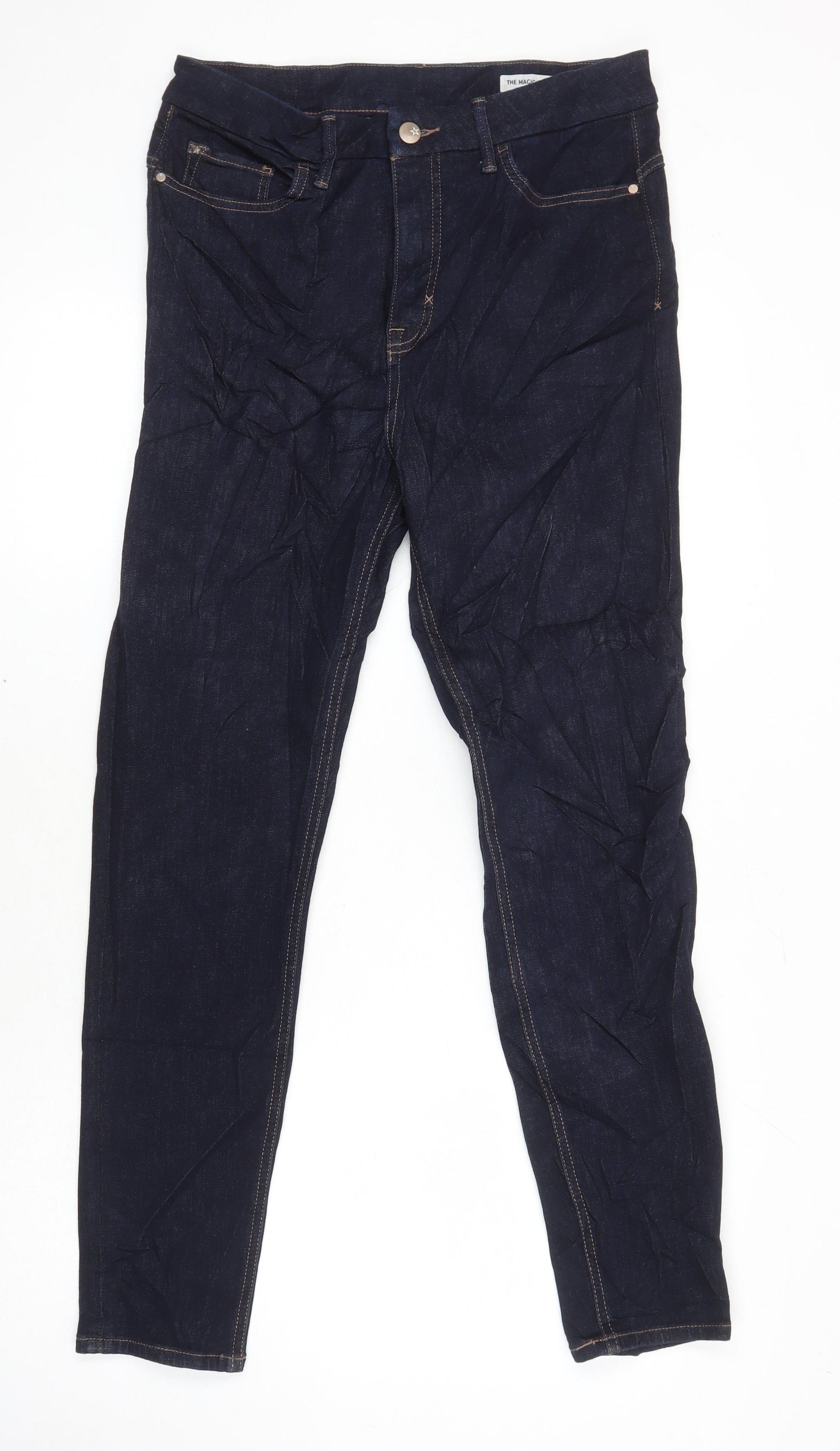 M&S Womens Blue Cotton Skinny Jeans Size 12 L28 in Regular