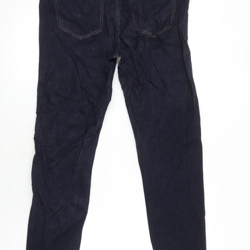 M&S Womens Blue Cotton Skinny Jeans Size 12 L28 in Regular