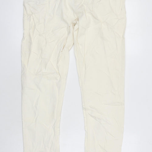 M&S Womens Ivory Cotton Straight Jeans Size 14 L28 in Regular