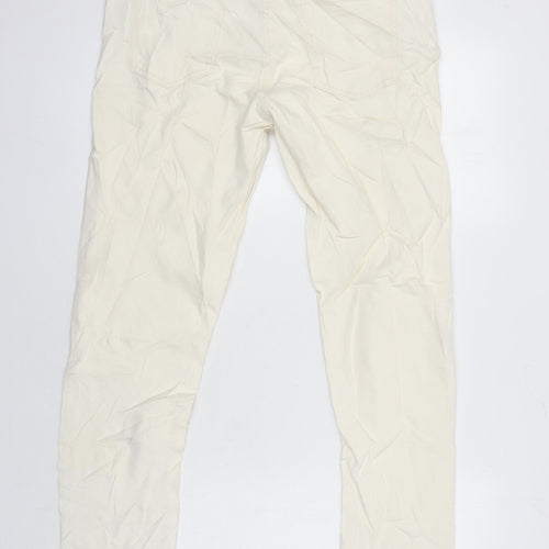 M&S Womens Ivory Cotton Straight Jeans Size 14 L28 in Regular