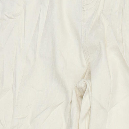 M&S Womens Ivory Cotton Straight Jeans Size 14 L28 in Regular