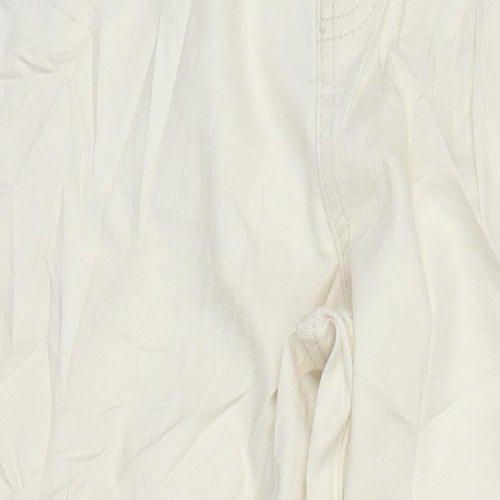 M&S Womens Ivory Cotton Straight Jeans Size 14 L28 in Regular