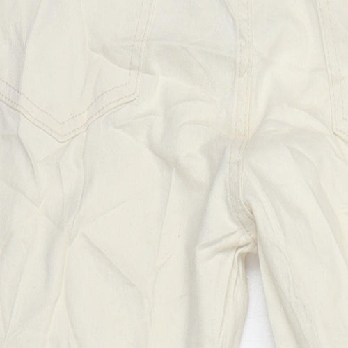 M&S Womens Ivory Cotton Straight Jeans Size 14 L28 in Regular
