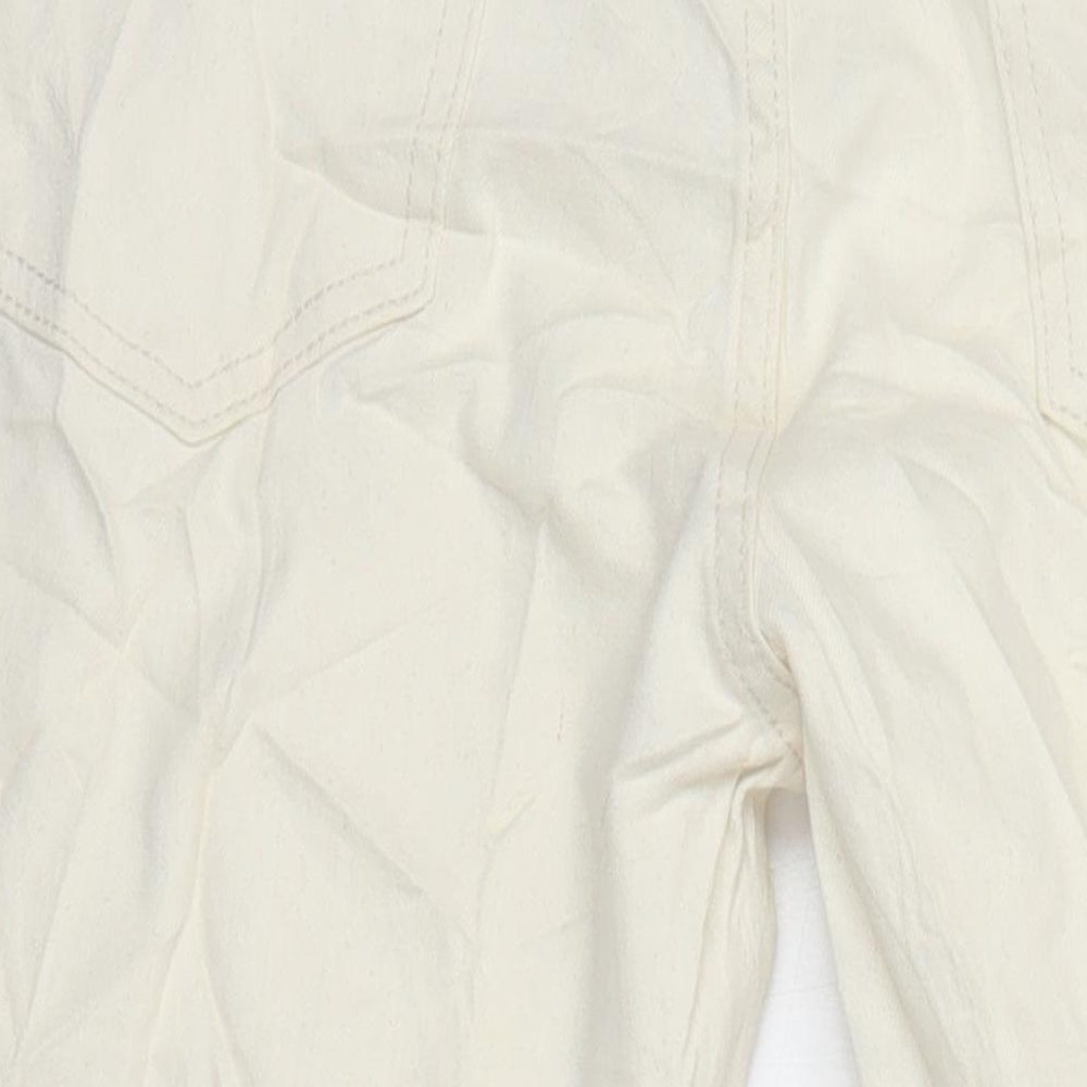 M&S Womens Ivory Cotton Straight Jeans Size 14 L28 in Regular