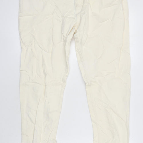 M&S Womens Ivory Cotton Straight Jeans Size 18 L27 in Regular