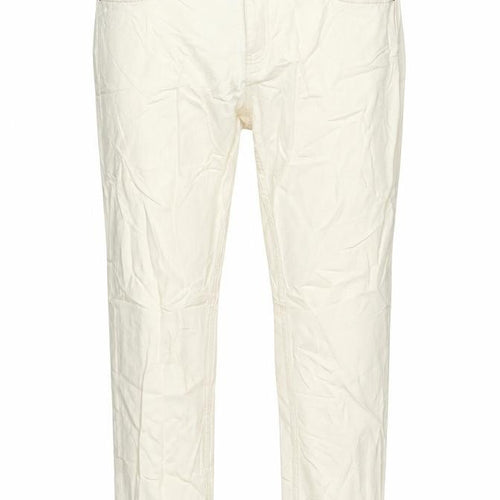 M&S Womens Ivory Cotton Straight Jeans Size 18 L27 in Regular