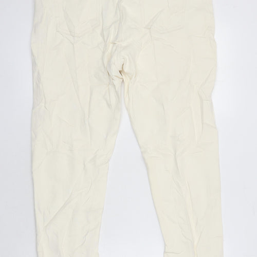 M&S Womens Ivory Cotton Straight Jeans Size 18 L27 in Regular