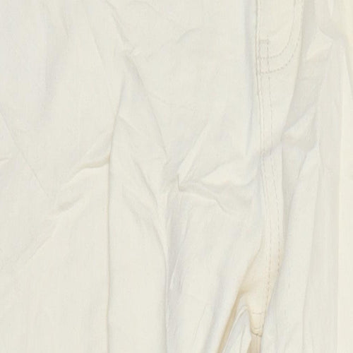 M&S Womens Ivory Cotton Straight Jeans Size 18 L27 in Regular
