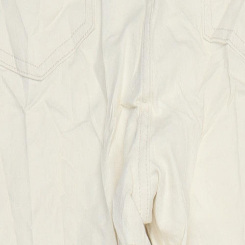 M&S Womens Ivory Cotton Straight Jeans Size 18 L27 in Regular