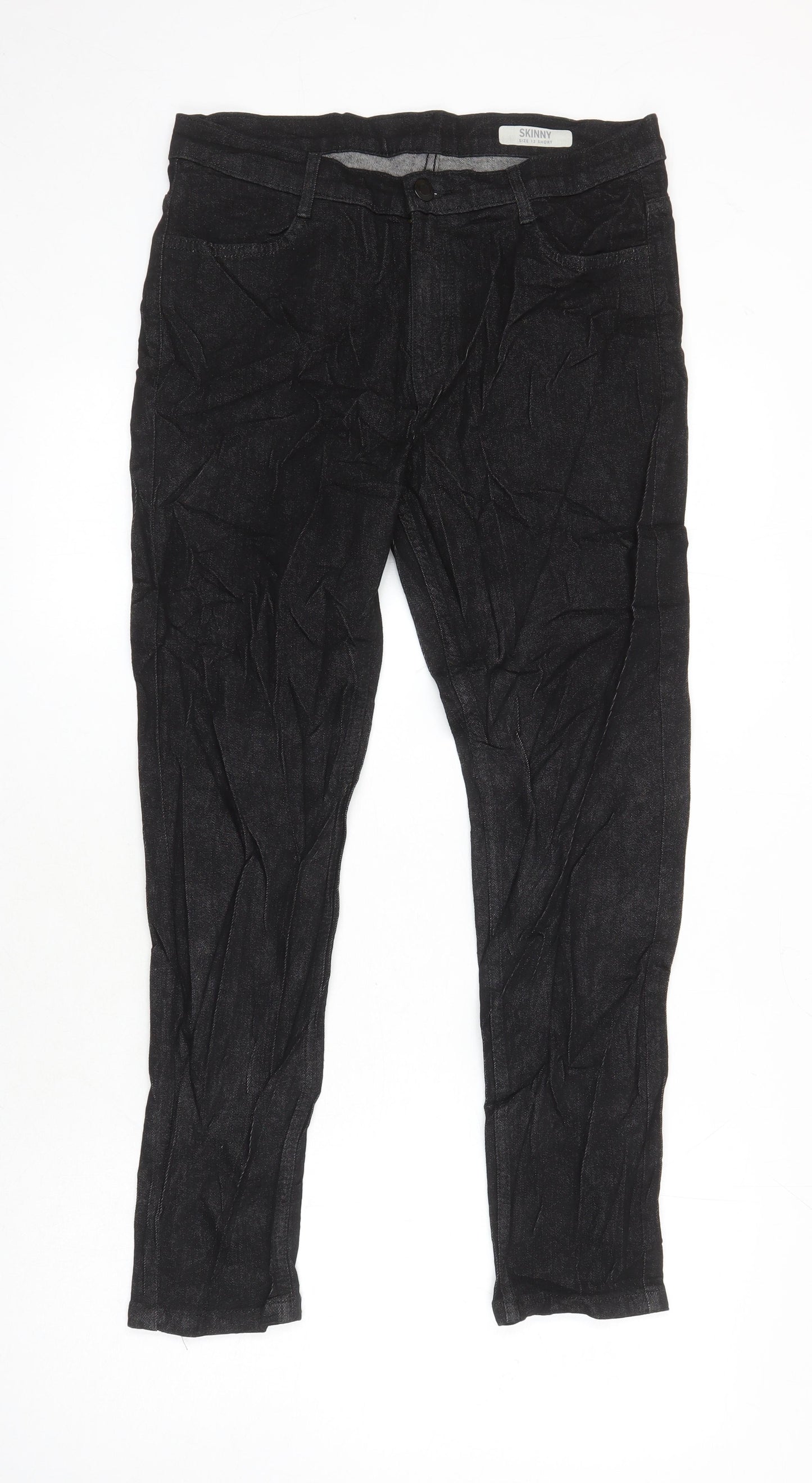 M&S Womens Black Cotton Skinny Jeans Size 12 L26.5 in Regular