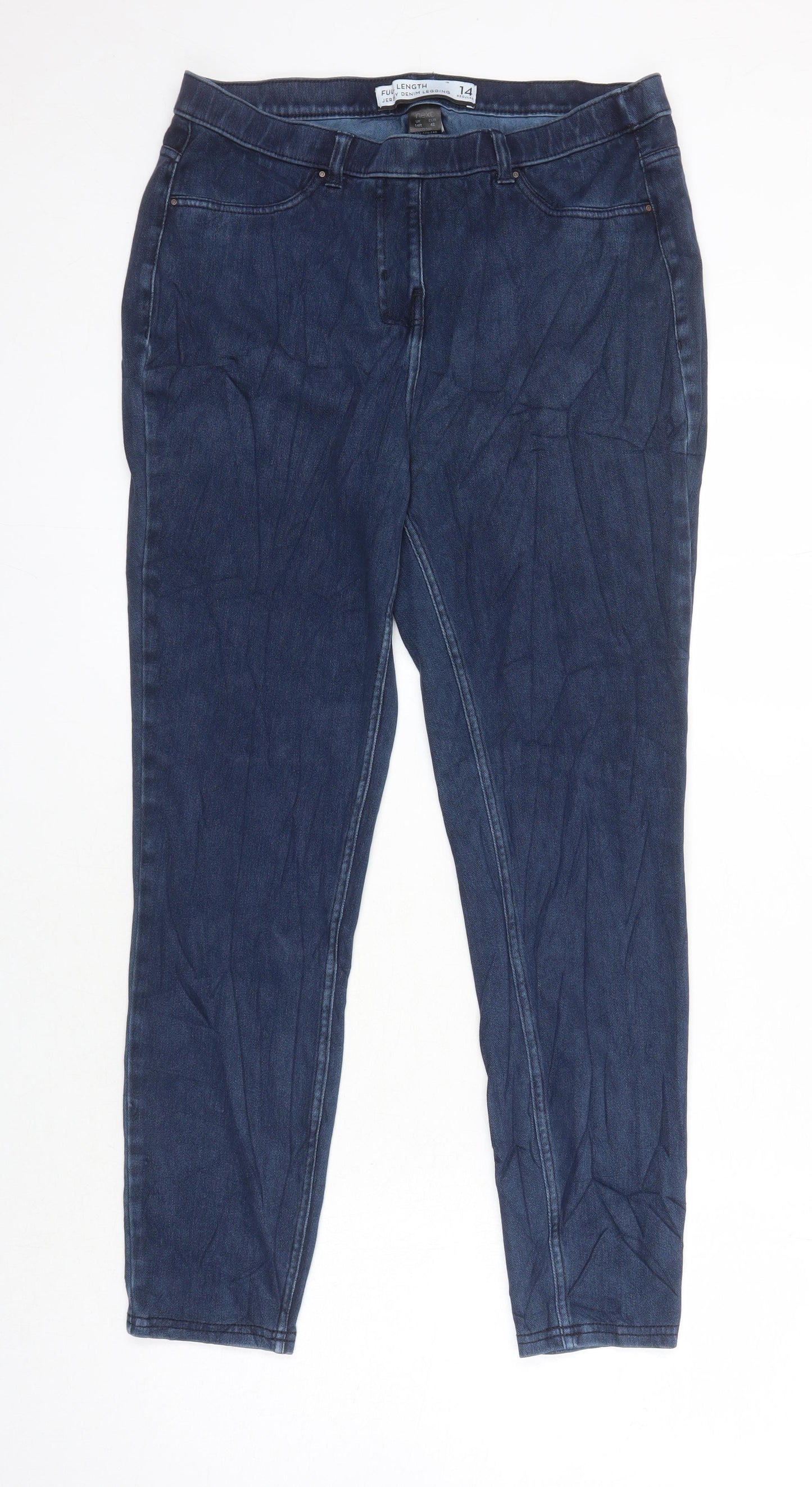NEXT Womens Blue Cotton Jegging Jeans Size 14 L27 in Regular - Elasticated Waist
