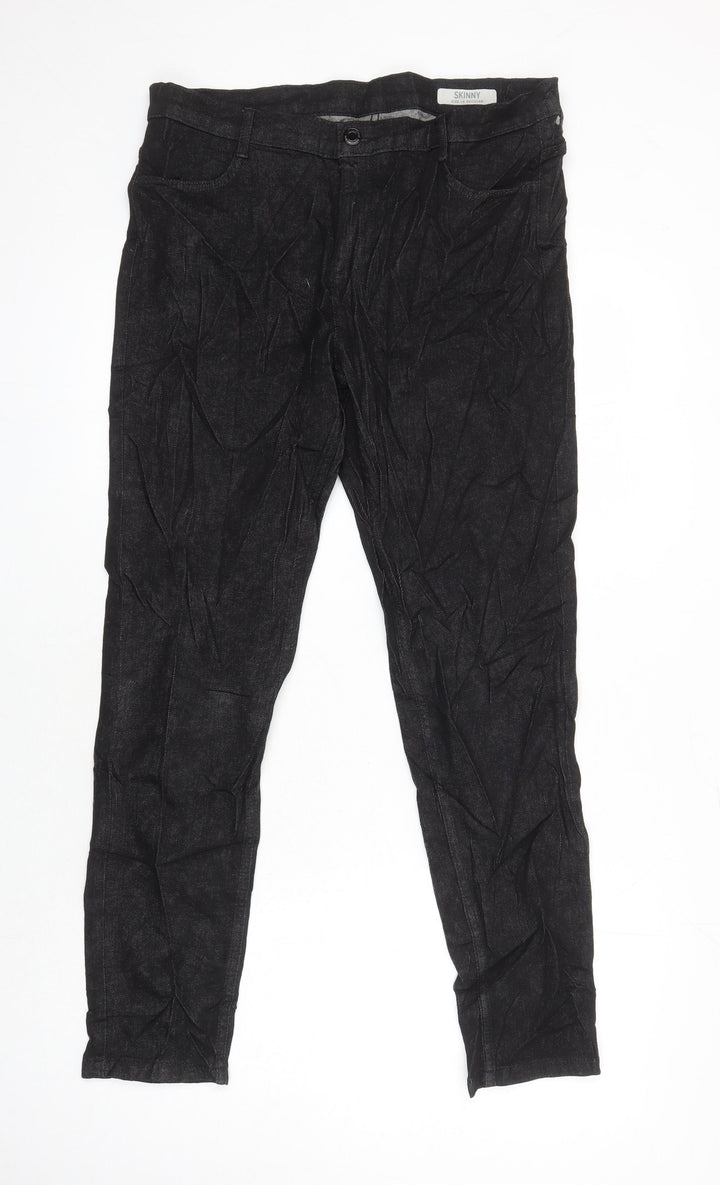 M&S Womens Black Cotton Skinny Jeans Size 14 L28 in Regular