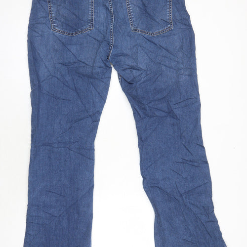 M&S Womens Blue Cotton Bootcut Jeans Size 20 L28 in Regular