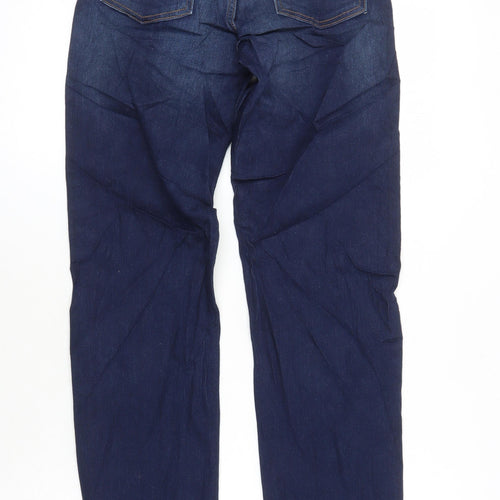 M&S Womens Blue Cotton Straight Jeans Size 6 L30 in Regular