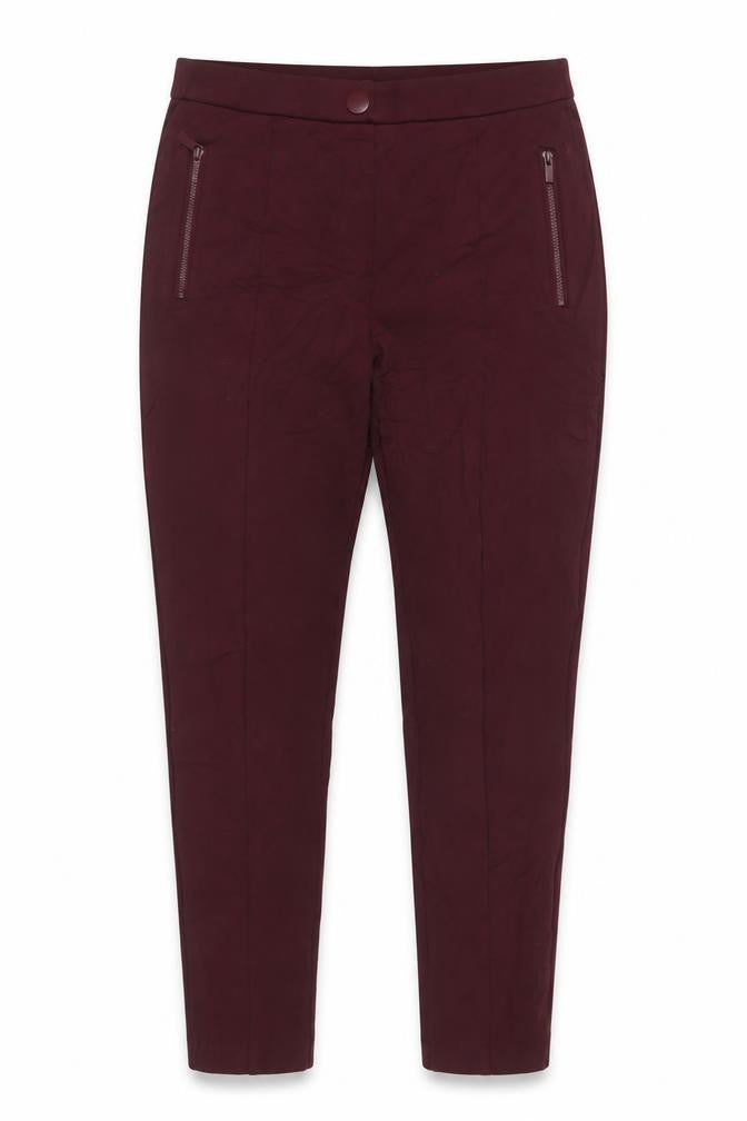 Front view of Marks & Spencer women’s red polyester jegging jeans, size UK 12, 25-inch leg regular