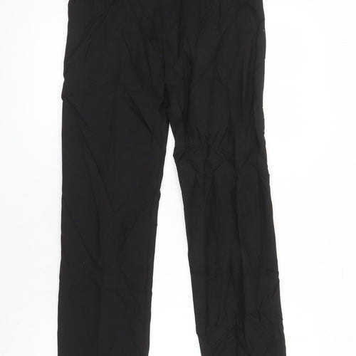 M&S Girls Black Polyester Carrot Trousers Size 12-13 Years L27.5 in Regular - Pockets