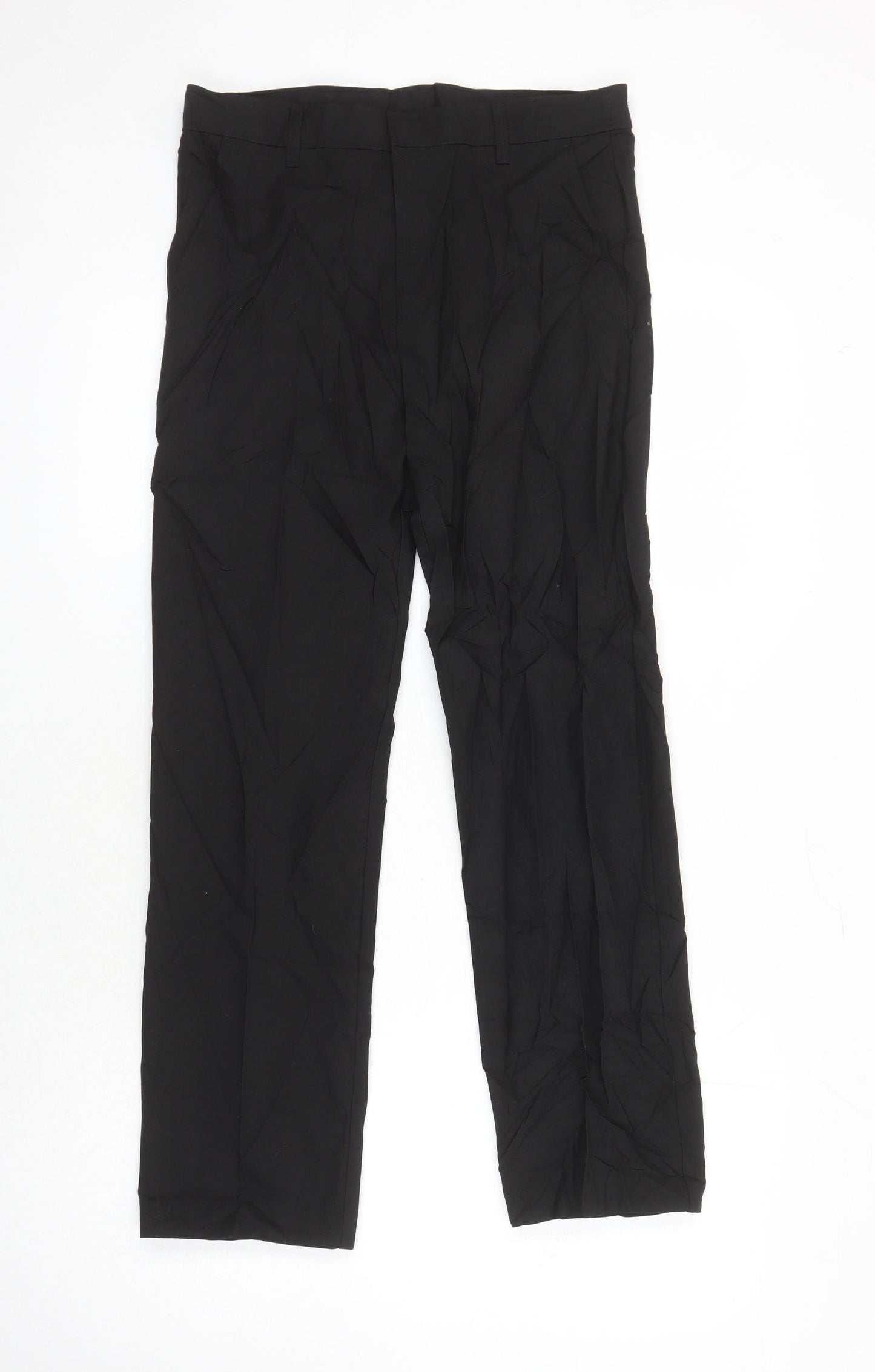 M&S Girls Black Polyester Carrot Trousers Size 12-13 Years L27.5 in Regular - Pockets