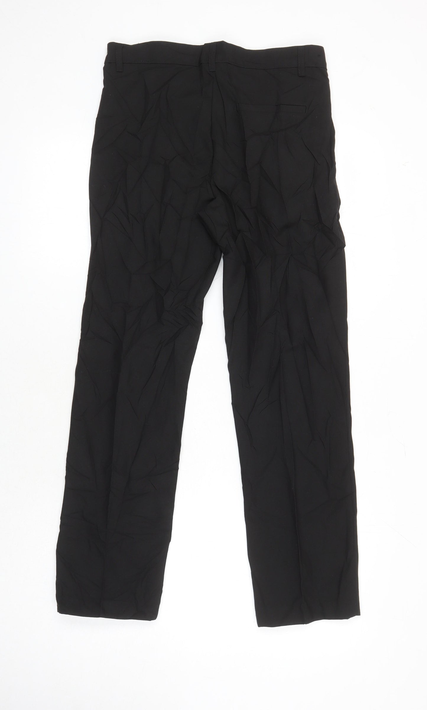 M&S Girls Black Polyester Carrot Trousers Size 12-13 Years L27.5 in Regular - Pockets