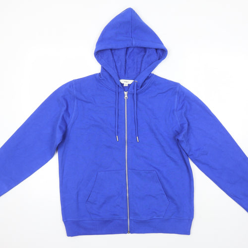 M&S Mens Blue Cotton Full Zip Hoodie Size S