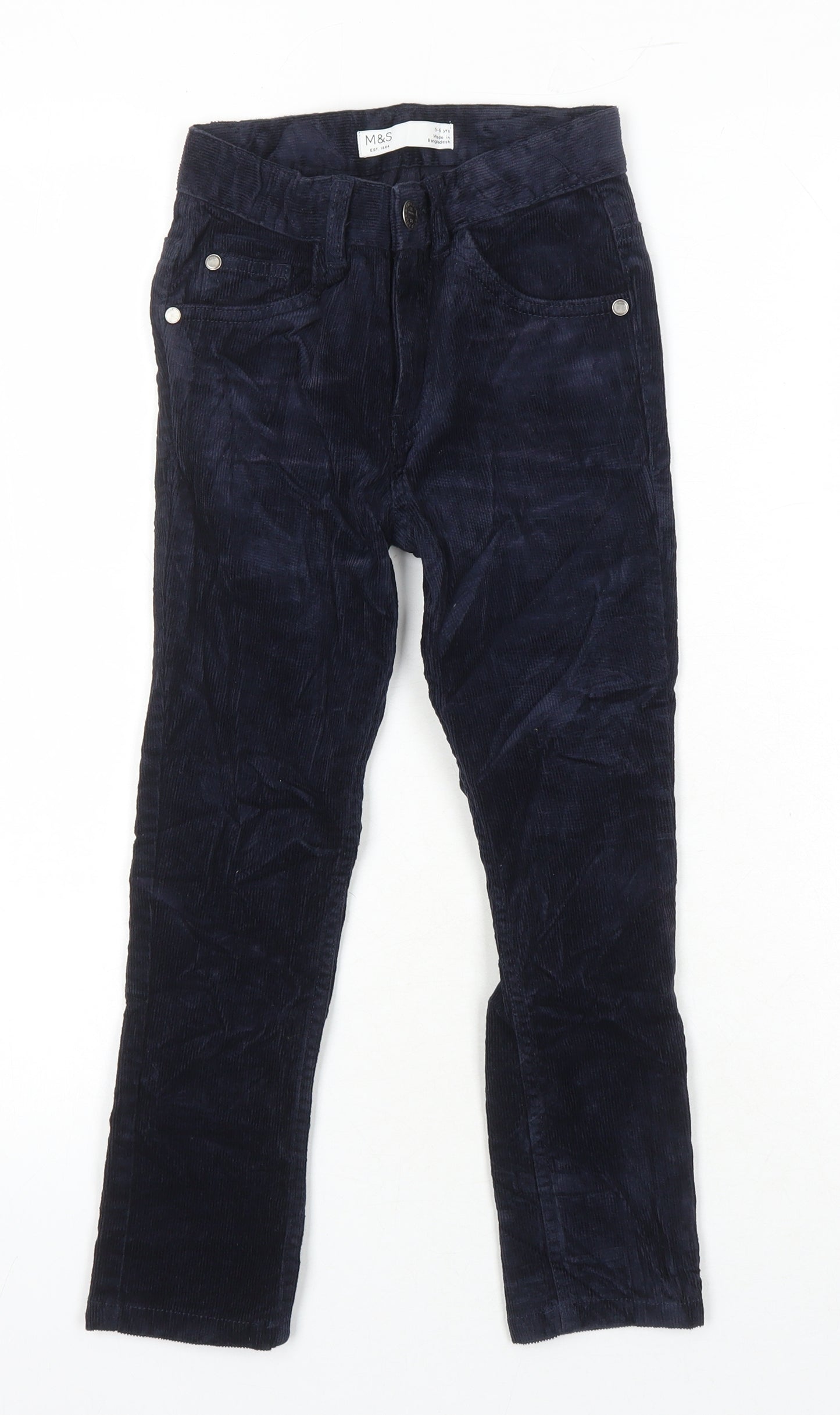 M&S Boys Blue 100% Cotton Skinny Jeans Size 5-6 Years Regular