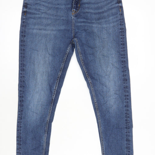 M&S Womens Blue Cotton Skinny Jeans Size 14 L24 in Regular