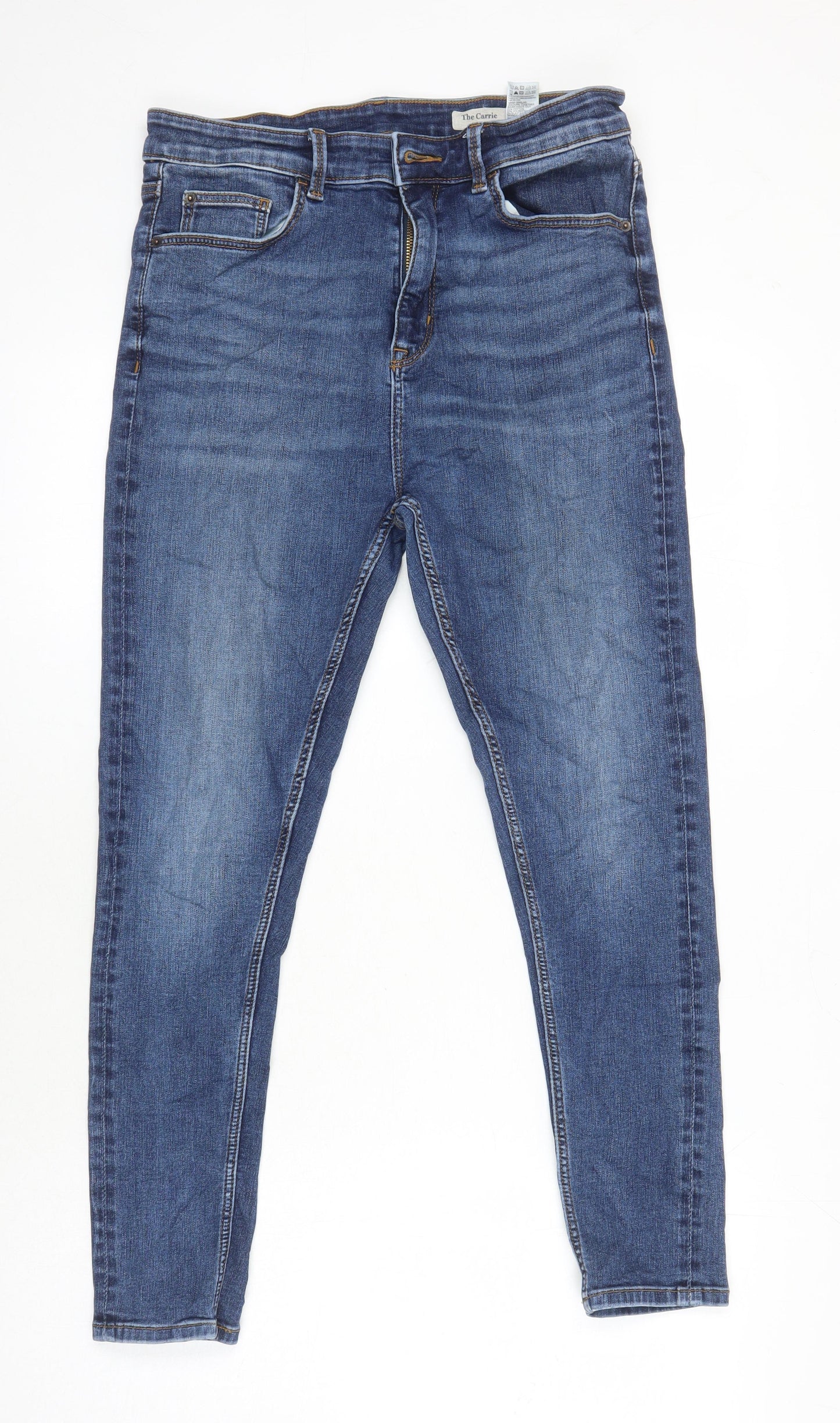 M&S Womens Blue Cotton Skinny Jeans Size 14 L24 in Regular