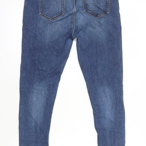M&S Womens Blue Cotton Skinny Jeans Size 14 L24 in Regular
