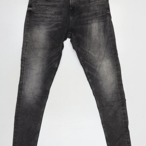 M&S Womens Grey Cotton Skinny Jeans Size 12 L27 in Regular