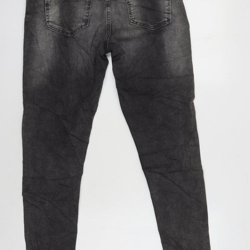 M&S Womens Grey Cotton Skinny Jeans Size 12 L27 in Regular