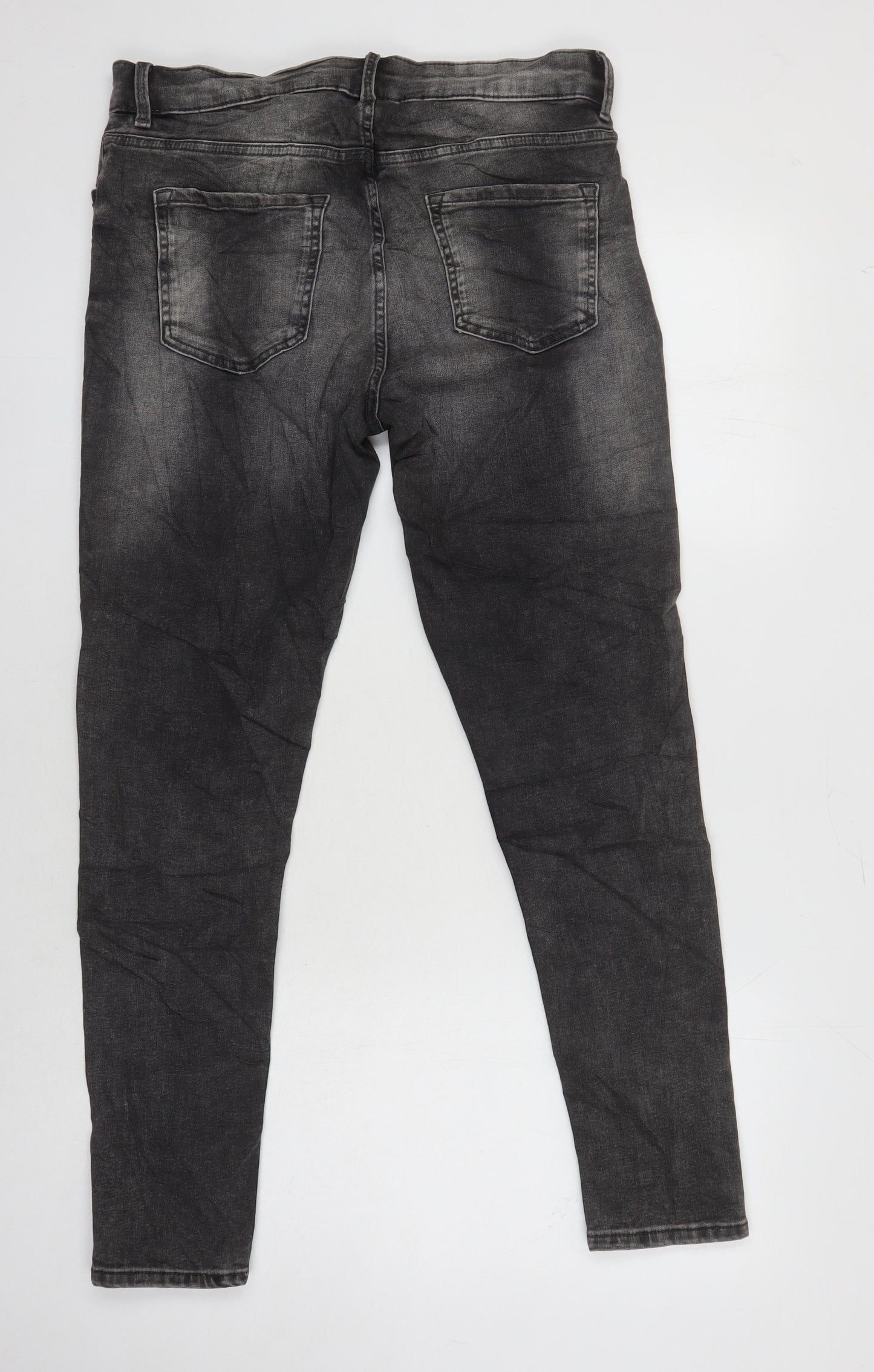 M&S Womens Grey Cotton Skinny Jeans Size 12 L27 in Regular
