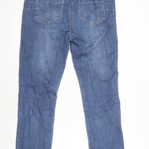 Jasper Conran Womens Blue Cotton Straight Jeans Size 14 L28 in Regular