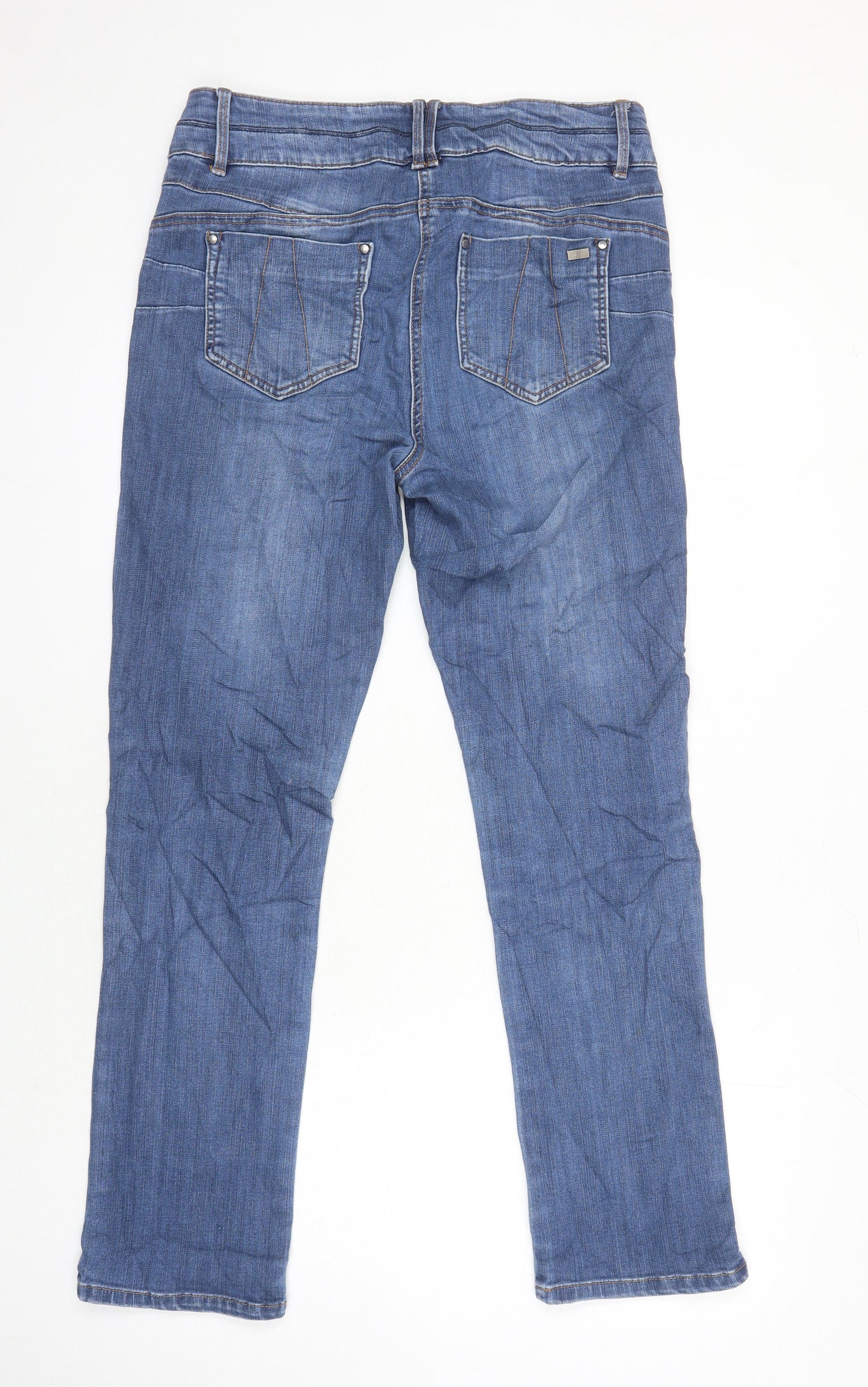Jasper Conran Womens Blue Cotton Straight Jeans Size 14 L28 in Regular