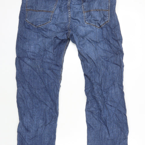 M&S Mens Blue Cotton Straight Jeans Size 34 in L25 in Regular