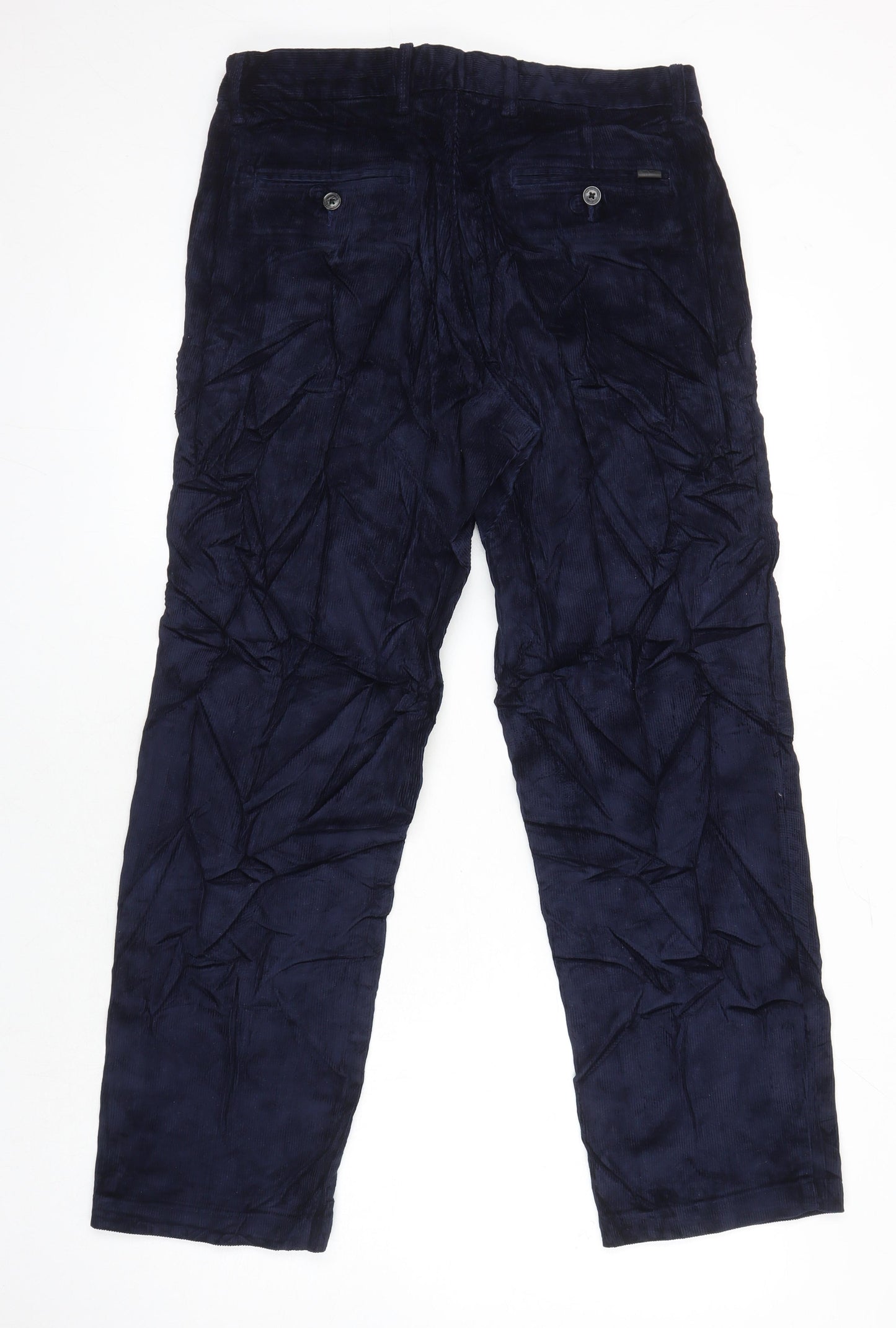 M&S Mens Blue Cotton Trousers Size 32 in L28 in Regular