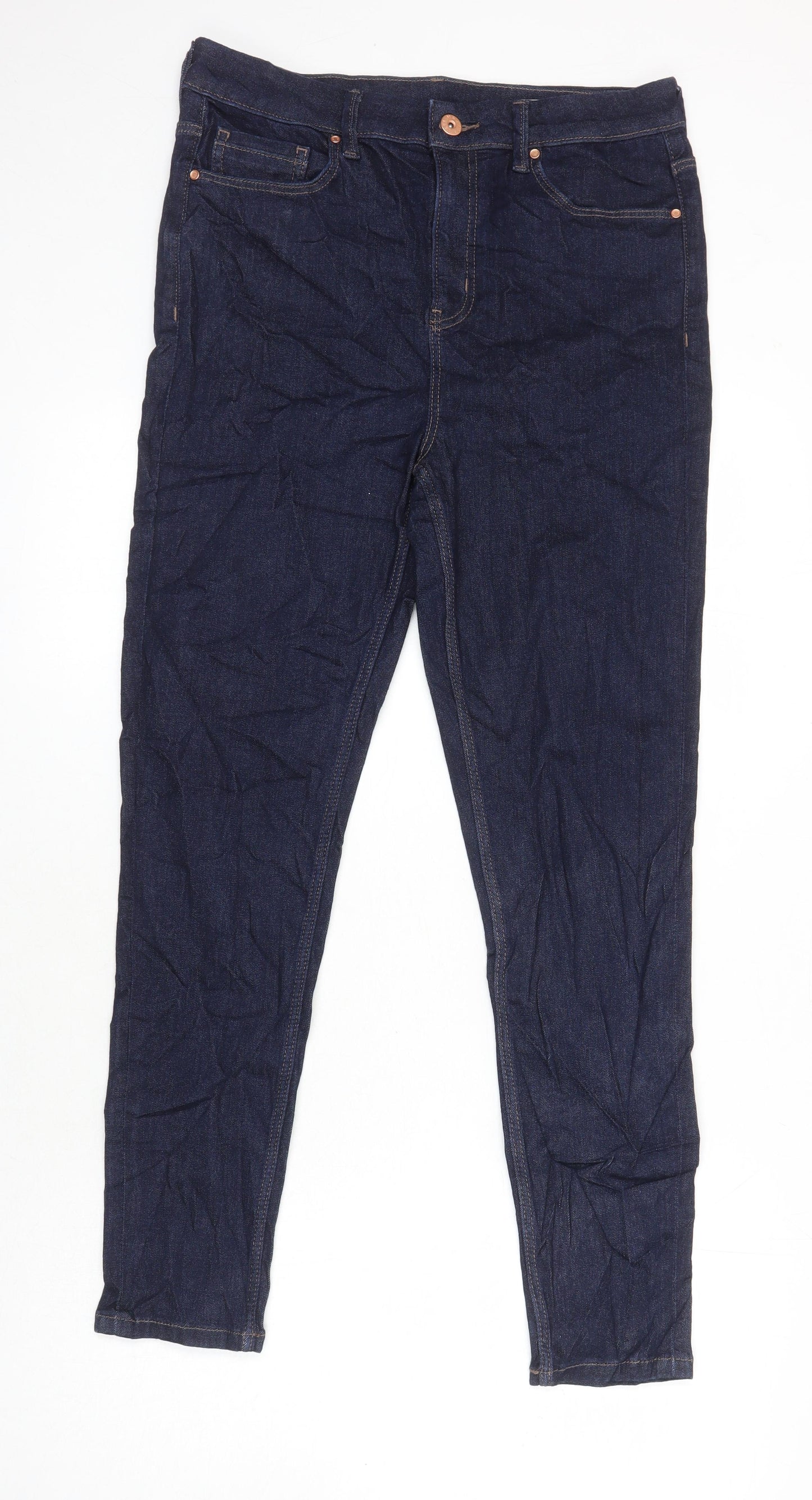 M&S Womens Blue Cotton Skinny Jeans Size 12 L27 in Regular
