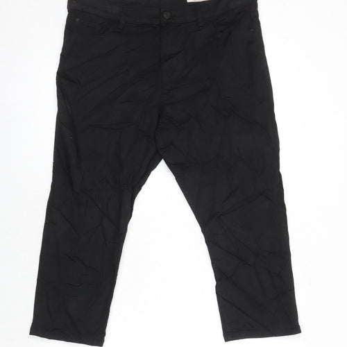 M&S Womens Black Cotton Straight Jeans Size 16 L21 in Regular