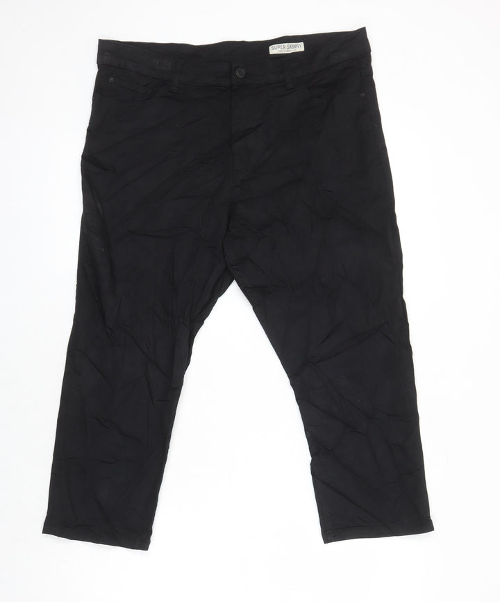 M&S Womens Black Cotton Straight Jeans Size 16 L21 in Regular