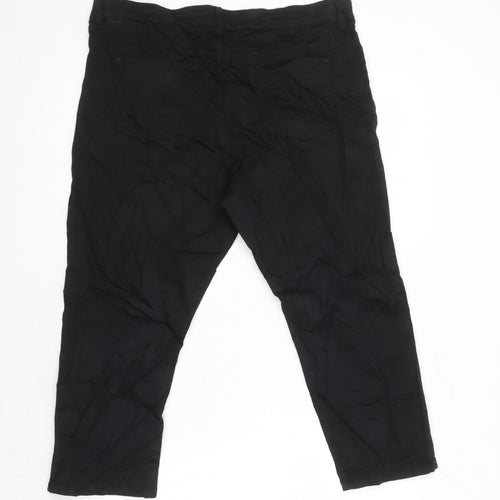 M&S Womens Black Cotton Straight Jeans Size 16 L21 in Regular