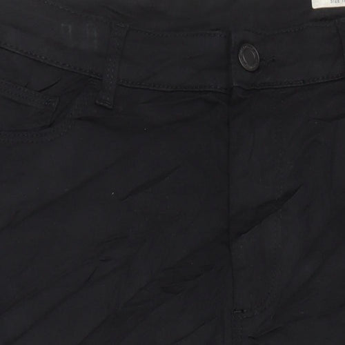 M&S Womens Black Cotton Straight Jeans Size 16 L21 in Regular