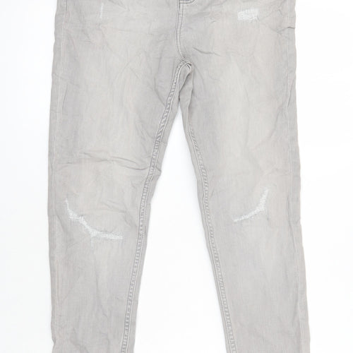 M&S Womens Grey Cotton Skinny Jeans Size 12 L26 in Regular