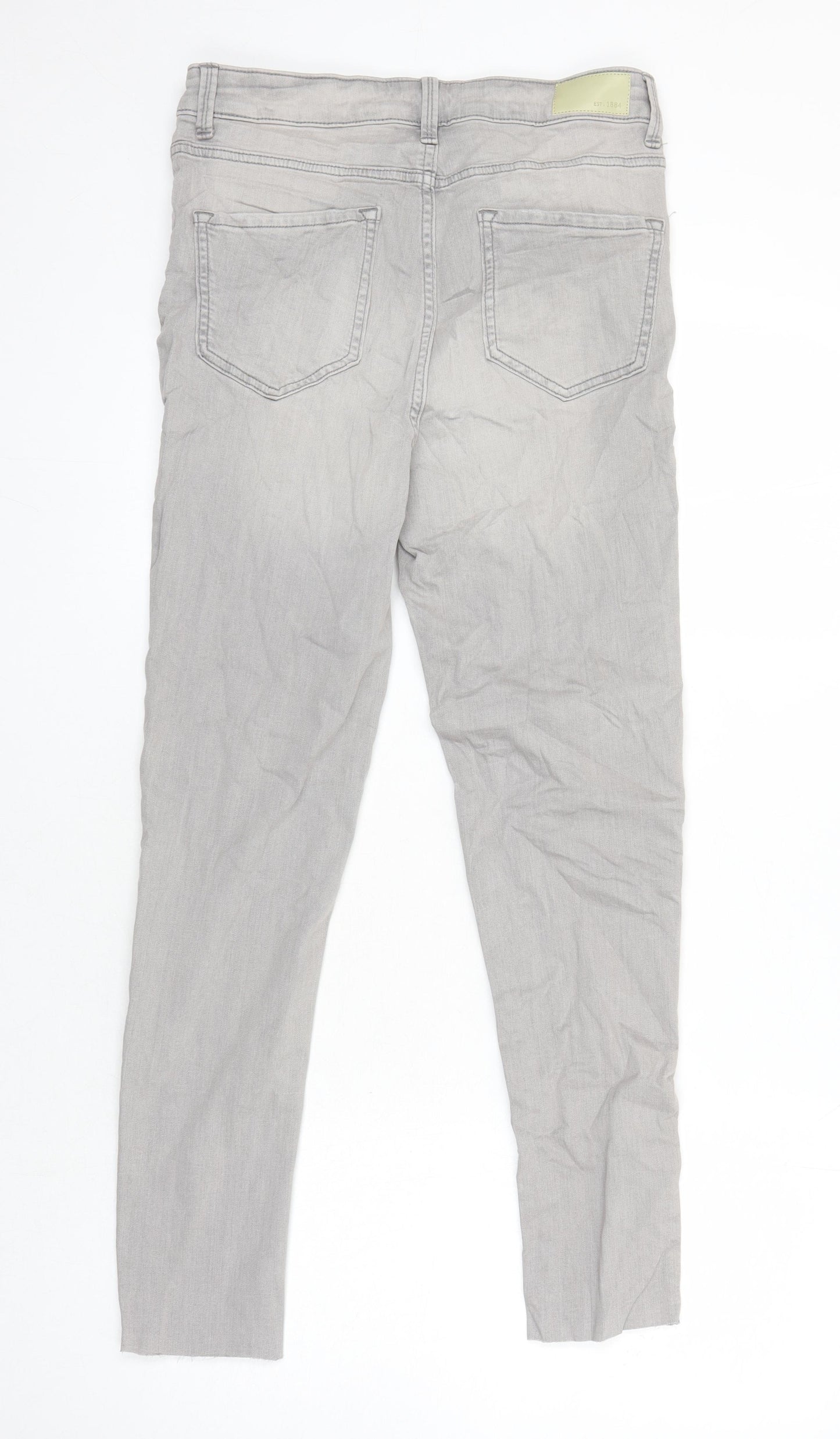 M&S Womens Grey Cotton Skinny Jeans Size 12 L26 in Regular