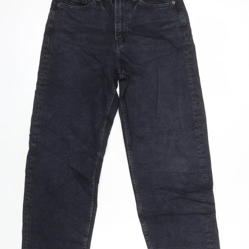 M&S Womens Black Cotton Straight Jeans Size 6 L23 in Regular