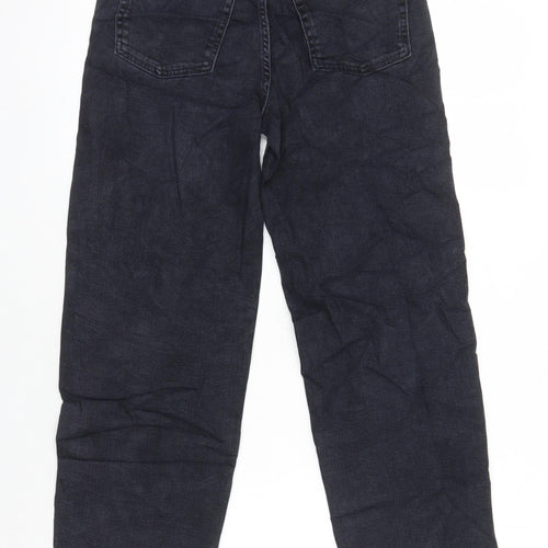 M&S Womens Black Cotton Straight Jeans Size 6 L23 in Regular