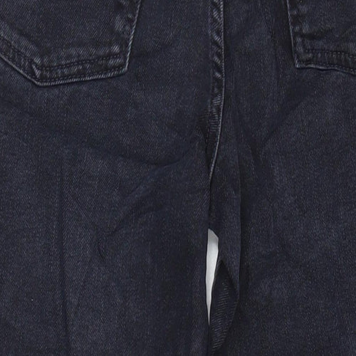 M&S Womens Black Cotton Straight Jeans Size 6 L23 in Regular