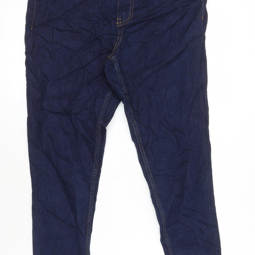 M&S Womens Blue Herringbone Cotton Skinny Jeans Size 12 L23.5 in Regular