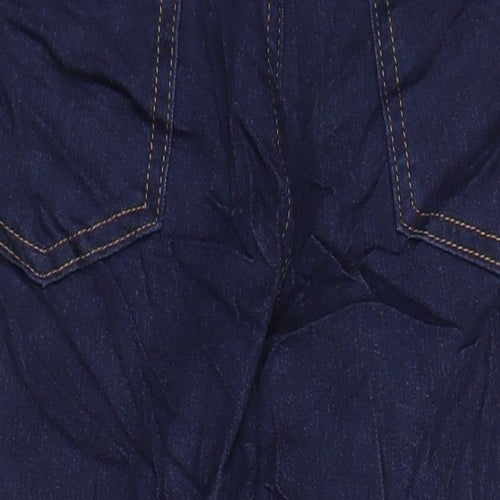 M&S Womens Blue Herringbone Cotton Skinny Jeans Size 12 L23.5 in Regular