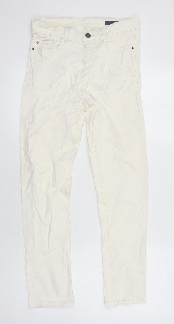 M&S Womens Ivory Cotton Tapered Jeans Size 10 L26 in Regular